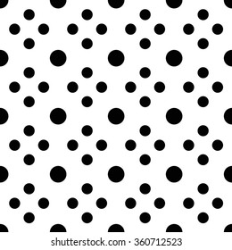 Un patrón sin fisuras de polka grande y pequeño. Disposición de Rhombus de simples rondas. Fondo geométrico de ornamento minimalista. Diseño en blanco y negro. Vector gráfico para impresión de tela.