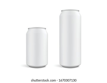 big and small white cans isolated on white background vector mock up 