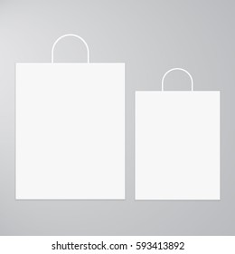 Big and Small White Shopping Bags. Vector Illustration.