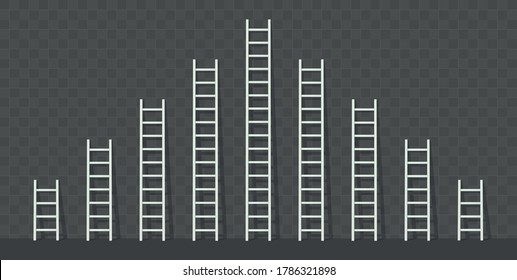 Big and small white step ladder with a shadow. Vector illustration set