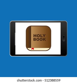 big smartphone black holy bible online icon vector illustration eps 10