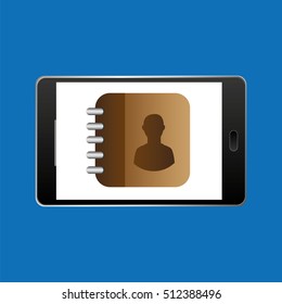 big smartphone black icon contacts list vector illustration eps 10