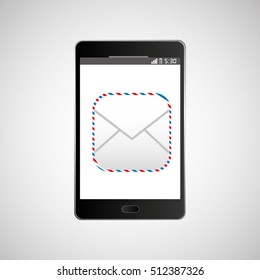 big smartphone black icon message email vector illustration eps 10