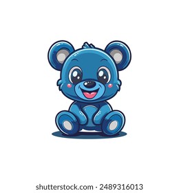 big smile blue bear vector design mascot toy