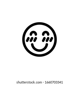 Big Smile Blushing Happy Emoticon Icon Vector Illustration. Outline Style.
