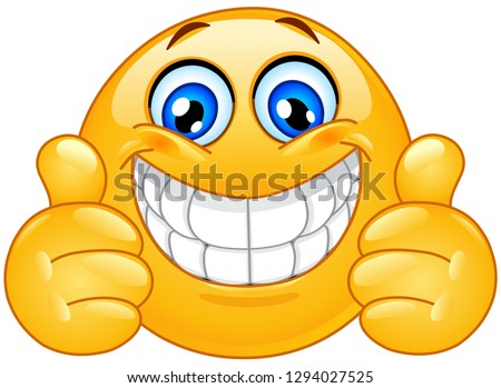 Big smile emoticon with thumbs up