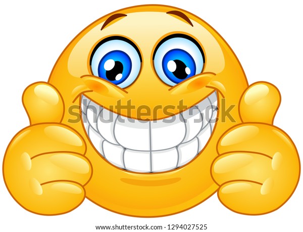 Big Smile Emoticon Thumbs Stock Vector Royalty Free