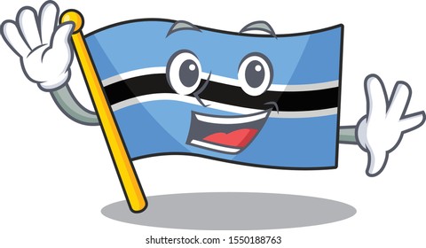 Big smile flag botswana waving hands cartoon character