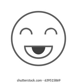 Big smile, laugh face icon. Happy face. Flat design. Vector.