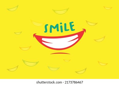 Big Smile Lips Vector Concept On The Yellow Background