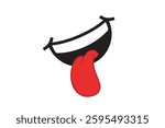 Big smile mouth icon with tongue sticking out