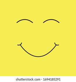 Big smile on a yellow background with closed eyes.