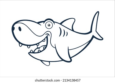 Big Smile Shark Cartoon Character