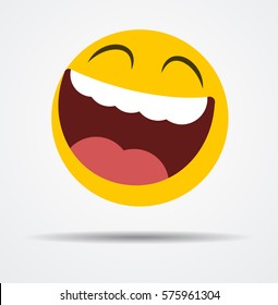 Big smiling emoticon in a flat design