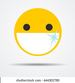 Big smiling emoticon in a flat design