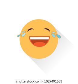 Big smiling emoticon symbol. Happy yellow smiley in a flat design on white background. Vector emoticon joy icon