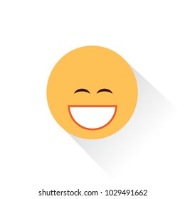 Big smiling emoticon symbol. Happy yellow smiley in a flat design on white background. Vector emoticon joy icon