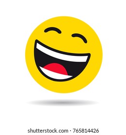 Big smiling emoticon symbol. Happy yellow smiley in a flat design on white background. Vector emoticon joy icon
