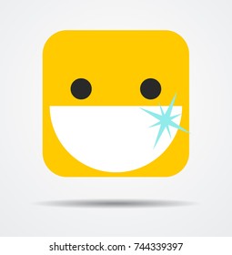 Big smiling square emoticon in a flat design