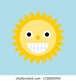 big smiling sun flat design cartoon