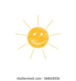 BIG SMILING SUN - Vector illustration graphic - Summertime | Scribble laughing Summer Sun