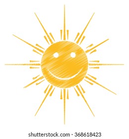 BIG SMILING SUN - Vector illustration graphic - Summertime | Scribble laughing Summer Sun