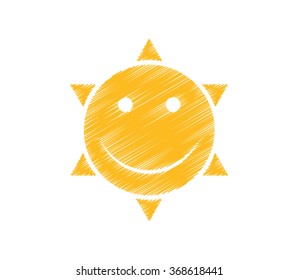 BIG SMILING SUN - Vector illustration graphic - Summertime | Scribble laughing Summer Sun