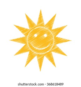 BIG SMILING SUN - Vector illustration graphic - Summertime | Scribble laughing Summer Sun