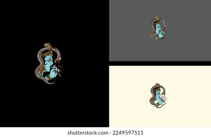big snake with face angel vector artwork design