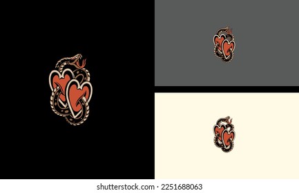 big snake and heart vector illustration mascot design