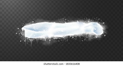 Big Snow element, snowballs and snowdrifts isolated. Realistic Snow caps and icicles with Christmas snow. Element of winter decor for design of banners, leaflets, postcards. Vector illustration.