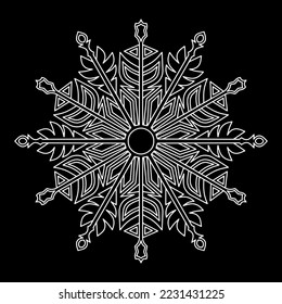 Big snowflake. Ice crystal. Isolated element. Vector illustration.