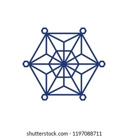 Big snowflake icon on the white background symmetric dimond