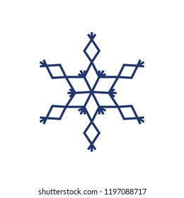 Big snowflake icon on the white background tassels