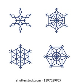 Big snowflake icon set on the white background