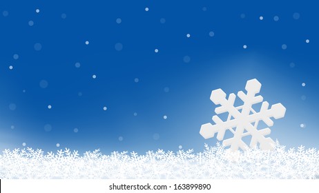 Big snowflake on snowdrift