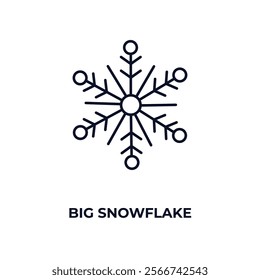 big snowflake outline icon. Linear vector from nature concept. Thin line big snowflake icon isolated on white background