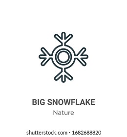 Icono vectorial de contorno de copo de nieve grande. Icono de copo de nieve grande en línea delgada, ilustración de elemento simple vector plano del concepto de naturaleza editable trazo aislado en fondo blanco