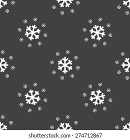 Big snowflake surrounded with smaller ones, repeated on grey background