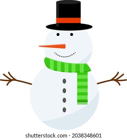 Big snowman, illustration, vector on white background.