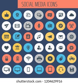 Big Social Media Icon Set, Trendy Line Icons Collection