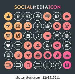 Big Social Media icon set, trendy flat icons collection