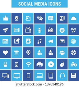 Big Social Media Icon Set, Trendy Flat Icons