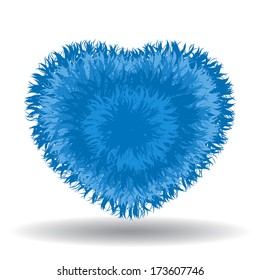 Big soft blue heart isolated on white background