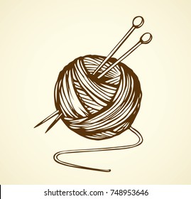 Big soft natural twisted ravel twine coil sign on white backdrop. Freehand line black ink drawn picture logo emblem sketchy in art scribble retro style pen on paper. Closeup view with space for text