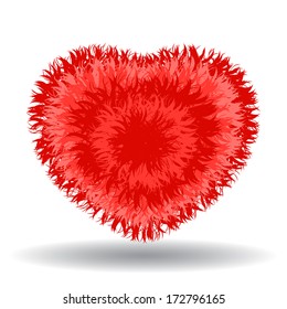Big soft red heart isolated on white background