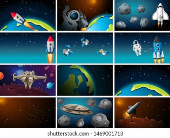 Big space scene set illustration