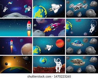 Big space scene set illustration