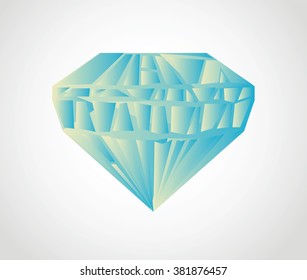 Big sparkling jewel. Vector illustration on gray background. Colored Diamond illustration