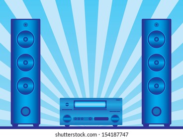 Big speakers on a blue background